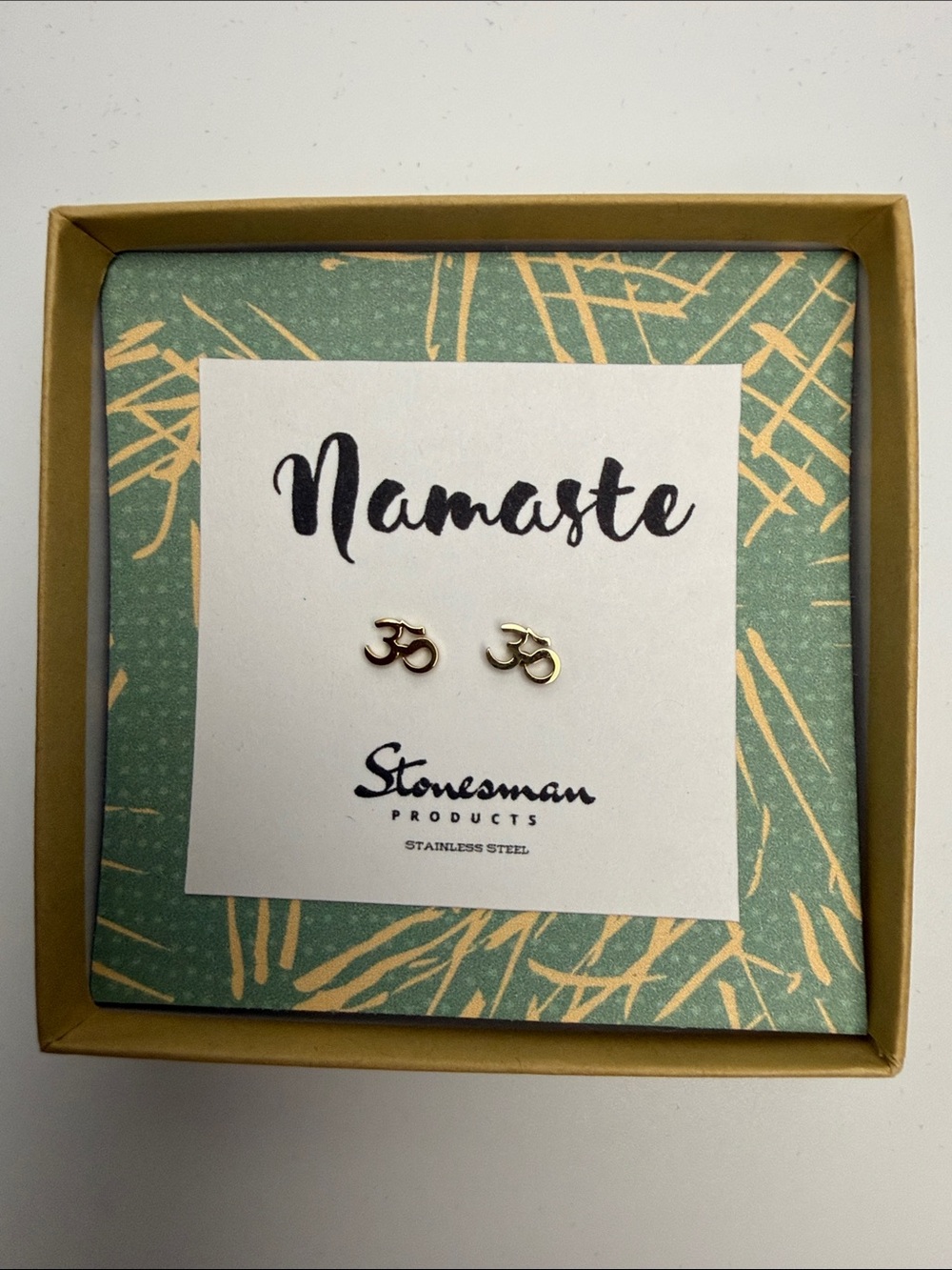 Gold Om Stud Earrings - Namaste
